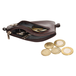 Porte-monnaie élégant en cuir de vachette Napa véritable, best-seller, avec attache porte-clés, design compact, disponible à la vente - Product Image 2