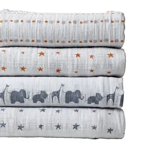 Soft Breathable Cotton Baby <b>Muslin</b> <b>Swaddle</b> <b>Blanket</b> Double Gauze Multi Layered Gauze <b>Muslin</b> <b>Swaddle</b> for Unisex Baby - Product Image 1