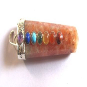 Wholesaler of Natural Sun Stone Flat <b>Chakra</b> Pendants Sale of Beautiful Gemstone Pendants - Product Image 1