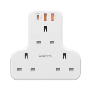 Wontravel 3 Toma de corriente alterna para uso interior Toma de pared de 3 pines Toma de pared de 3 pines Toma de Reino Unido con PD 20W - Product Image 1
