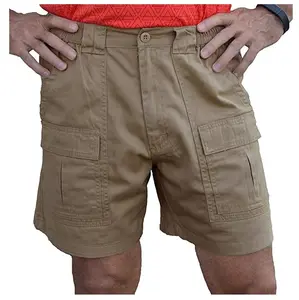 Custom Male Shorts Multi Pocket Summer Loose Zipper Breeches Khaki Plus Size Short Pant Casual Cotton Long Mens Cargo Short