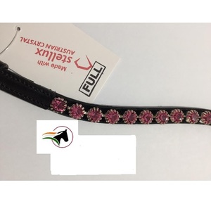 Diadema de 8 mm con piedras rosas y cierre de velcro, accesorio profesional para cabezada inglesa, bucle de cambio rápido - Product Image 4