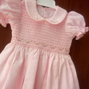 Vestido informal de media manga Floral para niñas, conjunto de 1 pieza de verano con botones cubiertos antibacterianos de secado rápido transpirable de algodón 100% - Product Image 1