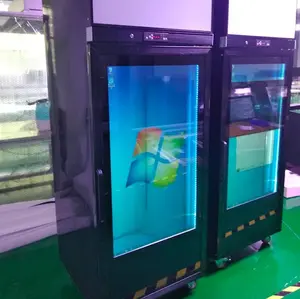 Pantalla interactiva para publicidad, refrigerador de panel lcd transparente de 43 pulgadas