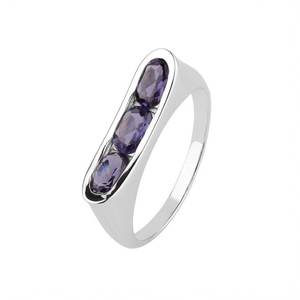 Clásico cómodo anillo de piedras preciosas de plata esterlina conjunto de bisel de iolita Natural compromiso aniversario regalo de fiesta de boda Envío de EE. UU. - Product Image 1