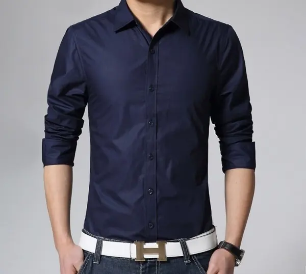 2020 Mens Dress Shirts Elegant Comfort Long-sleeve Slim Business Casual Shirt Men by EVERGLOW