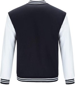 Blouson bombardier en toile personnalisé OEM pour hommes Varsity Letterman veste de baseball universitaire brodé manche en cuir et serviette personnalisable - Product Image 3
