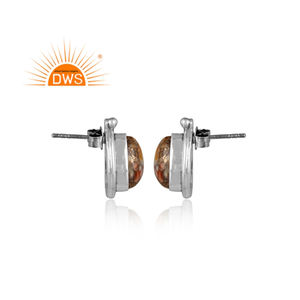 Pendientes de plata de primera ley con forma de pera para niña, aretes pequeños, plata esterlina 925, cobre Natural, Turquesa - Product Image 3