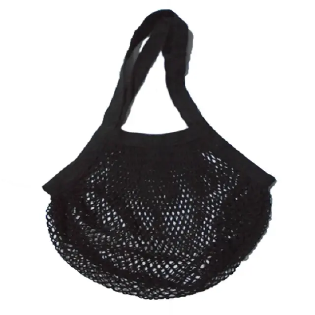 100% Cotton Black Color Net String Grocery Tote Bags Beach Dyed Tote Bags Manufacturer In India Eco-Friendly Sustainable