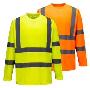 橙色蓝色hi vis工作衬衫定制双色安全衬衫工厂安全工作服工作衬衫
