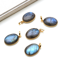 Collier pendentif en labradorite plaqué or 14x10 MM pour femme, avec chaînes délicates en pierre de diamant et perles en laiton, cadeau chrétien vintage, vente en gros