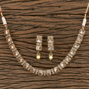 Mehndi Plated Antique Delicate <b>Necklace</b> Set 206946 - Product Image 2