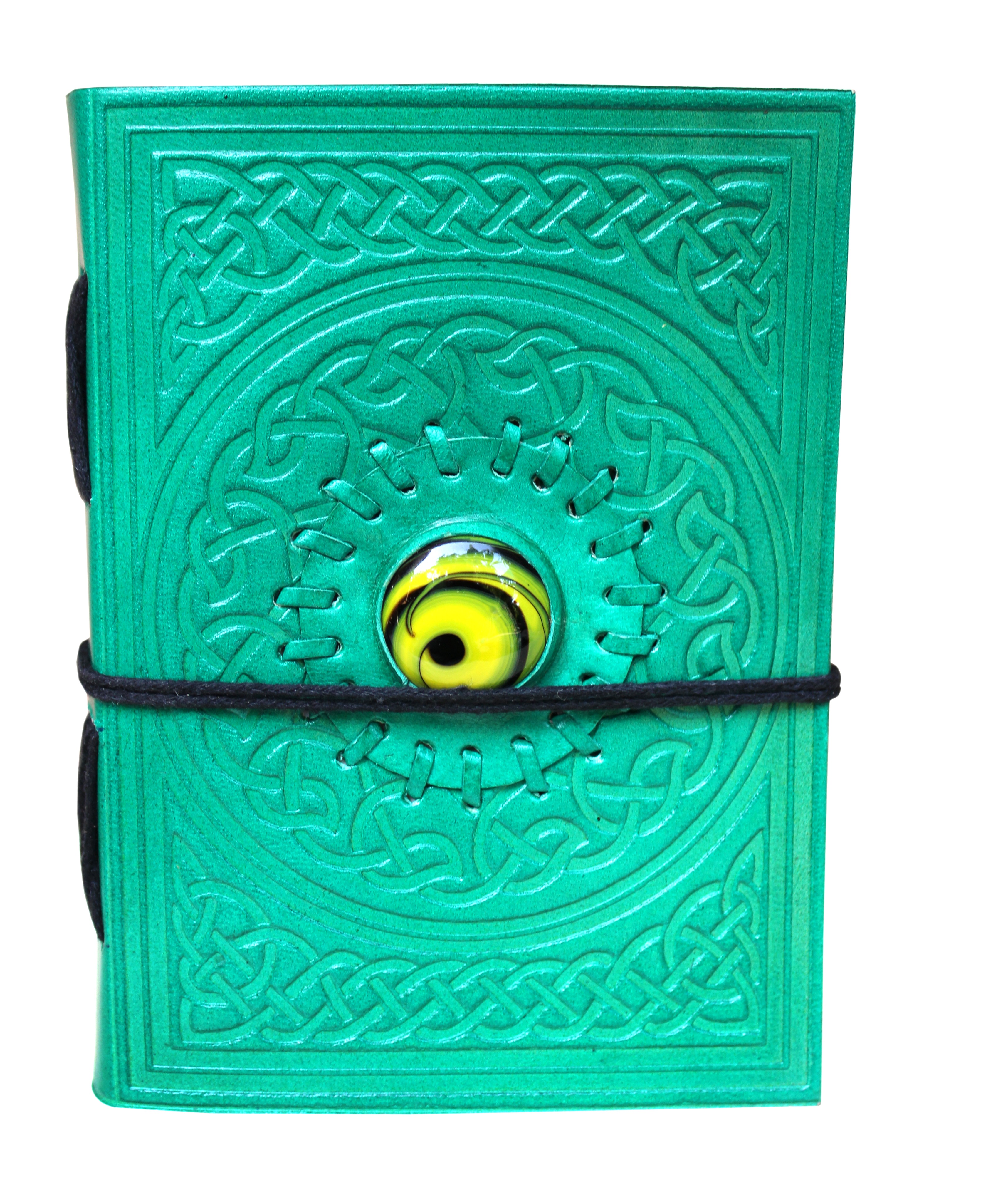 Кожаный журнал с гравировкой. Подлинный разноцветный зеленый камень ручной работы, прикрепленный в центре и нитке, боковой стежок