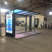 PARYA Abri de bus extérieur personnalisé avec éclairage LED, kiosque rectangulaire doré, certifié ISO, 220V, modèle TR pour publicité
