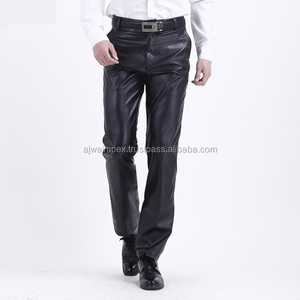 Pantalon en cuir Cod Piece, neuf, noir, rayures brunes, pantalon en cuir pour hommes gay - Product Image 1