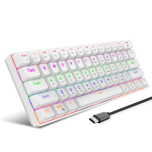 Cheap Wholesale 61 Keys 2.4G Wireless Wired Mechanical Keyboard White Gaming Keyboard