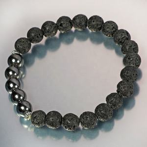 Bracelets en lave naturelle avec hématite, large portée, vente en ligne - Product Image 1