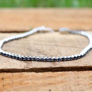 Diseño moderno de alta calidad de zafiro azul 1 mm 925 pulsera de plata esterlina joyería hecha a mano - Product Image 1