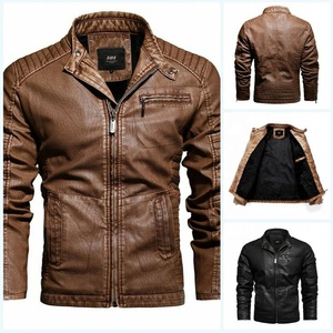 เสื้อแจ็คเก็ตหนังสำหรับผู้ชาย PIHA SPORTS รุ่น Biker สีน้ำตาลวินเทจแบบทำเก่า  แบบสองด้านใส่ได้  และกันน้ำ  บุซับในหนาสำหรับฤดูหนาว - Product Image 4