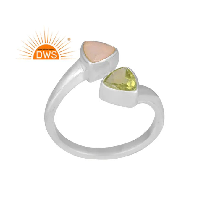 Best Quality 2022 Sterling Silver Natural Peridot & Ethiopian Opal Gemstone Stackable Ring For Women Jewelry Manufacturer