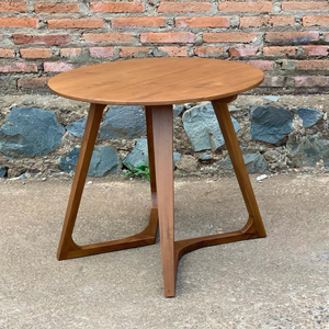 Table ronde en teck au design moderne pour mobilier d'extérieur chaise de jardin empilable pour parc école villa salon - Product Image 1