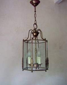 ANTIQUE VINTAGE CLASSIC French Large Brass and Glass Lantern Chandelier <b>Hall</b> <b>Light</b> - Product Image 1