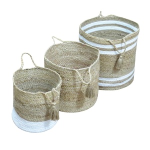 ตะกร้าปอกระเจาและเชือกคอตตอนหลากสีแบบมีด้ามจับ,จากบังกลาเทศ - Product Image 2