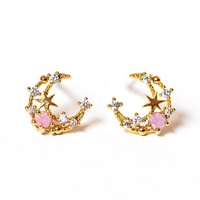Milskye New Arrival Classic Runde Pink Gem Moon Nieten für Frauen Sweet Flower Circle Schmuck
