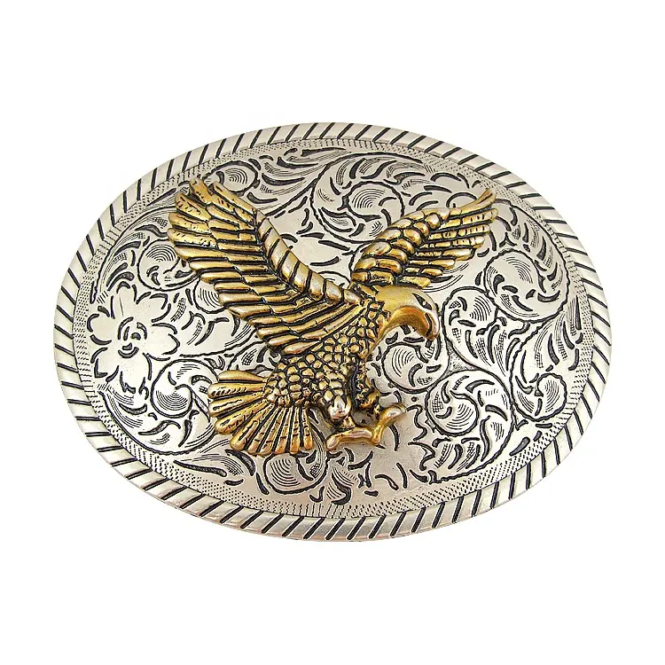 Engraved Eagle Pattern Nickel Belt Buckle, Custom Metal Belt Buckles With Logo