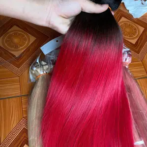 Vermelho como o osso do pacote chili reto super duplo desenhado, cabelo de alta qualidade 8 ''-32'' quente