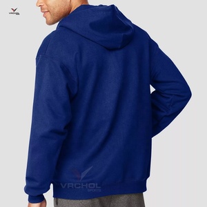 Pull-over personnalisé OEM en polaire éponge à capuche pour hommes Vêtements de sport de haute qualité Fermeture à glissière en polyester brodé anti-rétrécissement grande taille - Product Image 4