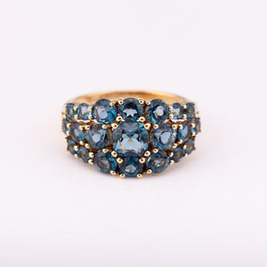 Anillo clásico elegante de plata de Topacio Azul suizo natural 925 con chapado en oro de 14 quilates precio de fábrica de alta calidad - Product Image 3