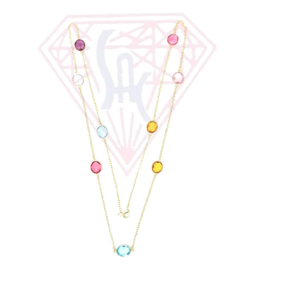 Classic Multi-Stone Necklace <b>Set</b> <b>for</b> Women or <b>Girls</b> Handmade Bezel Setting <b>for</b> Engagement Wedding Party or Anniversary - Product Image 1