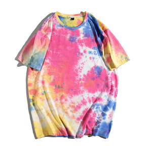 Alta calidad 100% algodón Unisex trajes Multicolor cuello redondo manga corta hombro caído de gran tamaño Hip Hop Casual camisas de hombre - Product Image 2