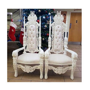 Conjunto de sillas de trono de lujo para boda, juego de sillas de salón de boda, color blanco, rey real - Product Image 1