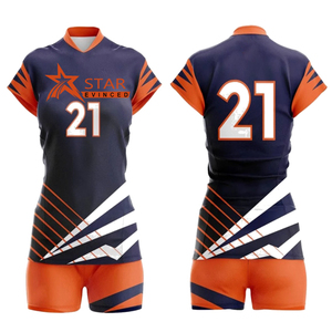 Uniformes de volley-ball personnalisés pour hommes/femmes légers, ensemble de maillots et shorts évacuant l'humidité directement en usine - Product Image 2