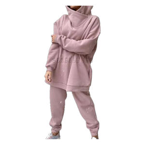 Vente en gros Ensemble pantalon de survêtement à capuche personnalisé pour femme Pantalon de survêtement ample en coton molletonné unisexe - Product Image 1