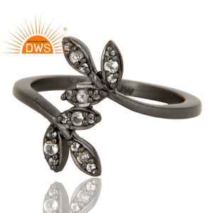 สีขาวแหวนบุษราคัมผู้จัดจำหน่ายเครื่องประดับดอกไม้ที่ทำด้วยมือการออกแบบสีดำออกซิไดซ์สเตอร์ลิงเครื่องประดับผู้ค้าส่ง - Product Image 3