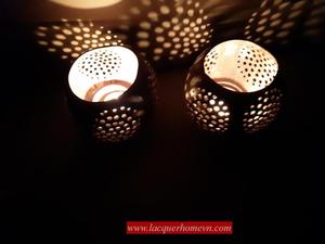 Best Seller Modern Metal Candleholder Handcarved Coconut <b>Tealight</b> <b>Holder</b> Glass Leaf Home Decoration Christmas Occasions Vietnam - Product Image 5