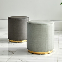 Tabouret de pieds en tissu avec repose-pieds rond, style nordique, pour salon, chaise à Base dorée, repose-pieds pour enfants, offre spéciale