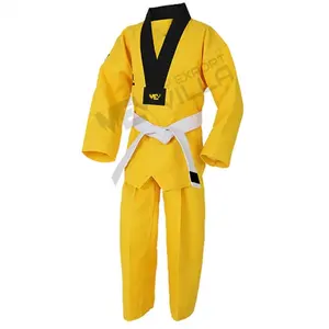 Heavy Duty Durable 100% Cotton Yellow Taekwondo Wear Martial Arts Uniform Training Wear GIS For Workout