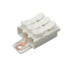 Conector de fio sem parafuso, conector de fio de 3 poles bloco terminal conector coreano com placa de chão ZQ-3P