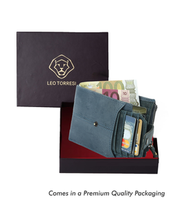 Leo Torresi Unique Cowhide Cow/Buff Genuine Hunter Leather RFID Wallet with Card Holder for Men-Green - Product Image 6