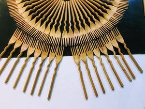 Service en bois sculpté à la main, avec cuillère et fourchette décorative (Ms. Ponçage 0084587176063 WS), livraison gratuite - Product Image 2