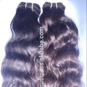 Color natural 1B 100% great 12A Extensiones de cabello humano remy de buena onda de cabello indio virgen. Tejido de pelos crudos sin procesar - Product Image 1