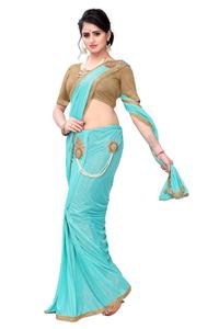 Dola Soie Bordure Dorée Broderie Travail Saree avec Blouse Pièce Femmes Indiennes Porter Sari Pas Cher Prix En Gros Surat ApparelGarment - Product Image 2