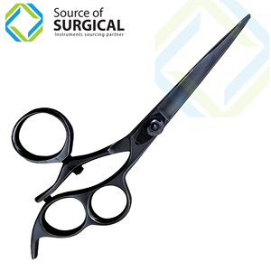 Ciseaux de cheveux de salon professionnels avec 3 anneaux Ciseaux de rasoir de coiffeur noir Poignée en acier inoxydable et lame à pointe pointue - Product Image 2