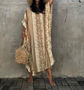 2020 vestido de verano vestido Boho vacaciones Digital impreso de manga larga longitud de tobillo Plus tamaño playa kaftan vestido - Product Image 2