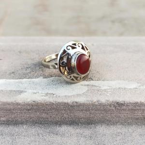 Anillo solitario de Plata de Ley 925, piedra preciosa de ónix rojo, ajuste de bisel de alta calidad, joyería de diseñador para bodas, regalos, fiestas - Product Image 6