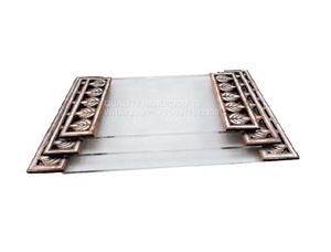 ชุดถาดเสิร์ฟ 3 ชิ้น งานฝีมือคุณภาพ ไม้สีน้ำตาล ประดับอะคริลิก ลายอินเลย์  สไตล์อาหรับ ของขวัญรอมฎอนและอีด  ทำจากไม้กระถินเทศ  ประดับมุก - Product Image 3